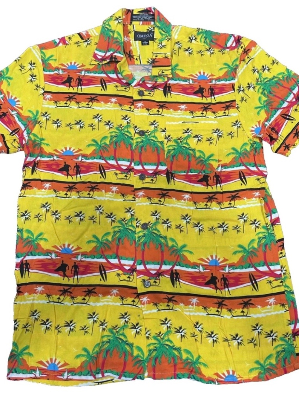 Men's Hawaiian Shirt Premium Quality Tropical Design Short Sleeve Yellow (SMALL)